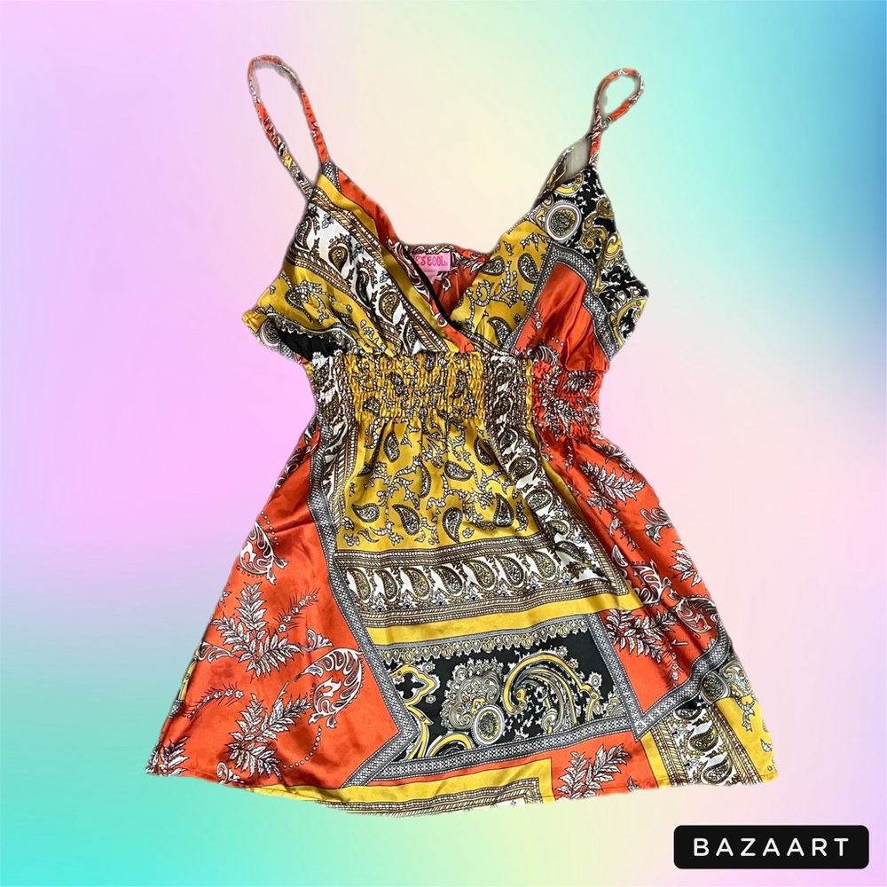 y2k boho hippie satin tank top